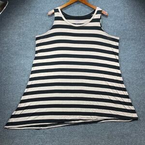 Logo Layers Asymmetrical Tank Women's Plus 2X Black/Beige Striped Casual